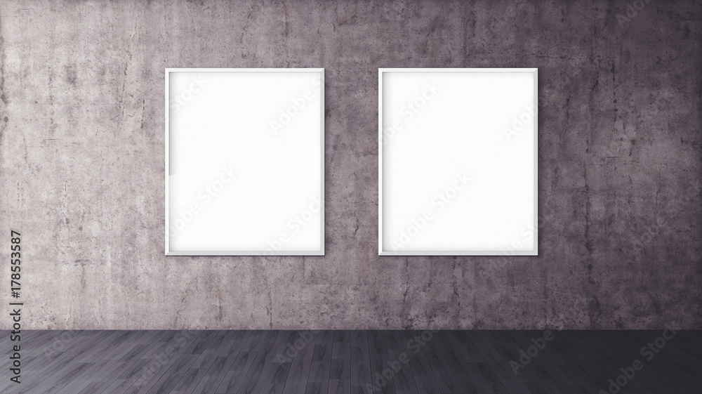 White isolated posters with black frame mockup White isolated posters with black frame mockup