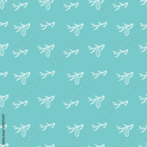 Hand drawn Merry Christmas and Happy New Year doodle seamless pattern