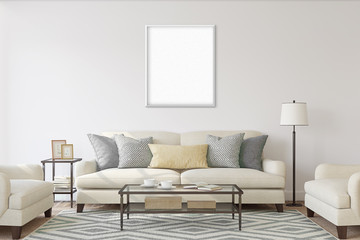 White isolated posters with black frame mockup