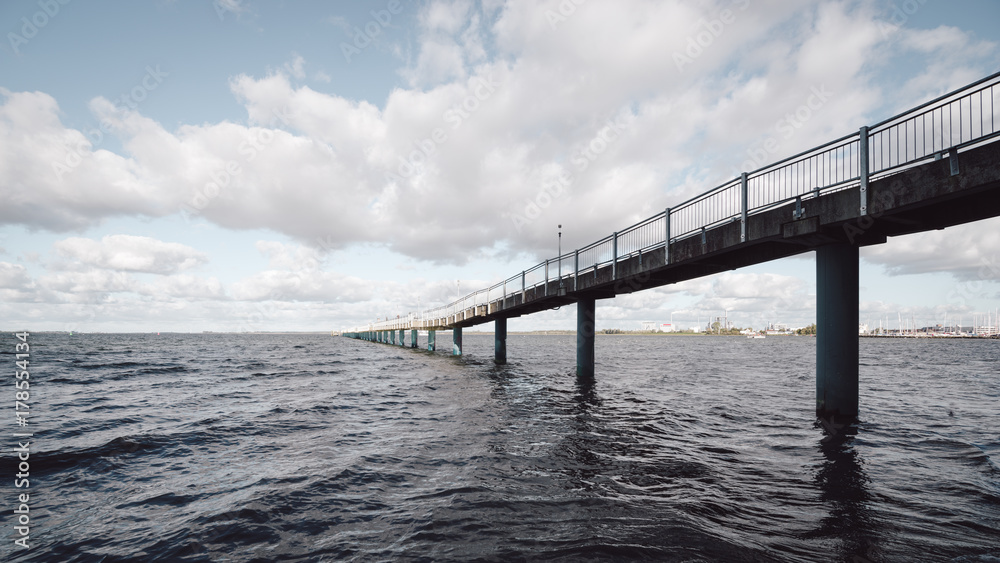 view of suspension bridge over sea