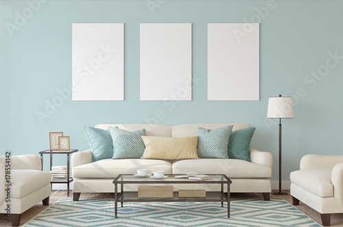 White isolated posters with black frame mockup