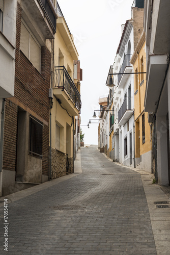 A narrow street of old houses © cherezoff