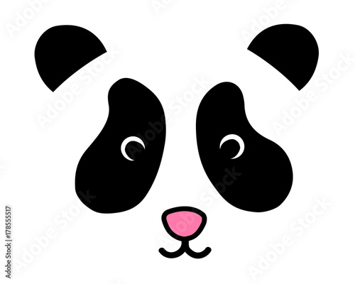 Fototapeta Naklejka Na Ścianę i Meble -  Cute panda bear vector illustration doodle drawing, black and white baby panda bear face.