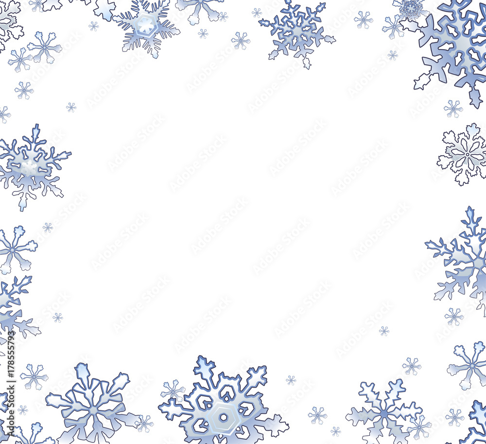 Christmas frame with frosty snowflakes Christmas frame with frosty snowflakes