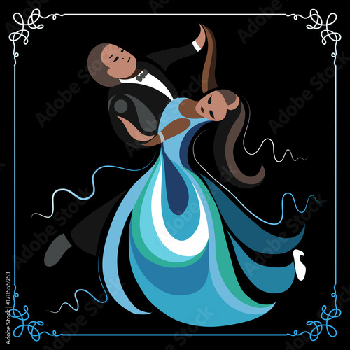 Canvas Print Illustration of a couple dancing the waltz 2