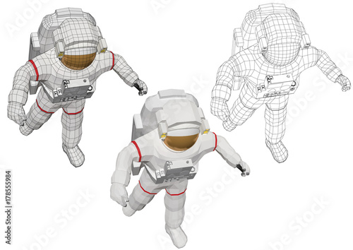 astronaut floating in the space with open arms