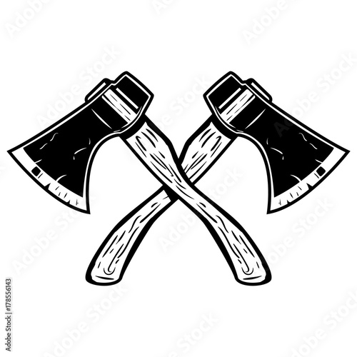 Crossed axes isolated on white background.