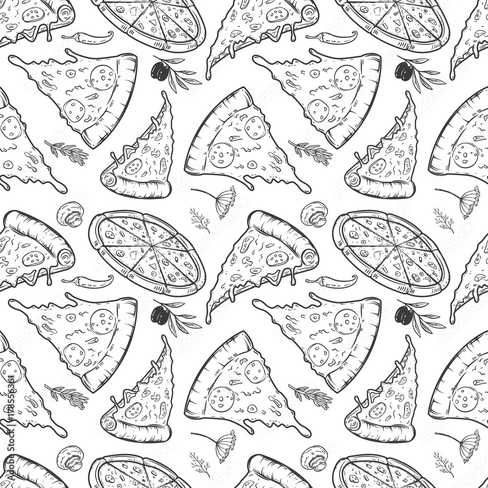 Naklejka premium seamless pattern with pizza. Vector illustration