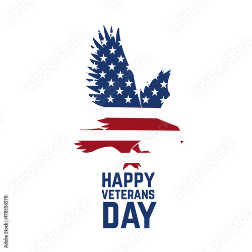 Happy veterans day emblem template isolated on white background.