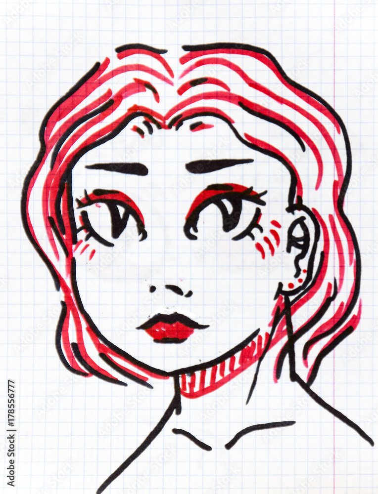 Manga style illustration, sketch Manga style illustration, sketch