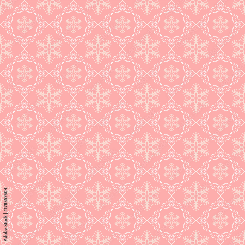 Gift wrapping, seamless pattern, Christmas pink background