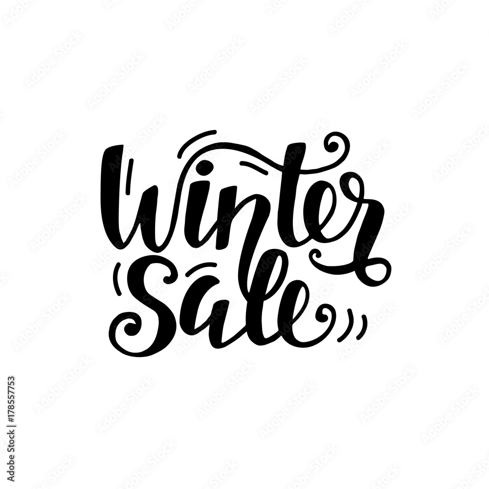 Fototapeta premium Winter Sale unique banner with cute unique hand lettering