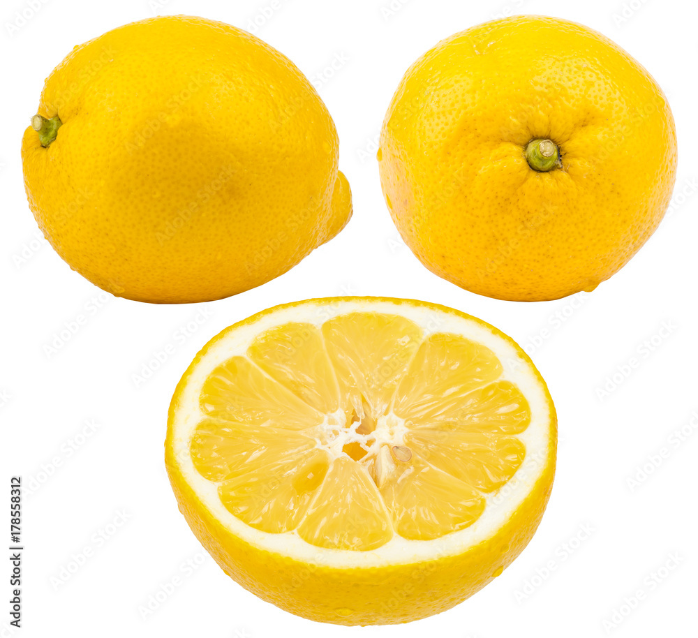 Set of juicy yellow lemon