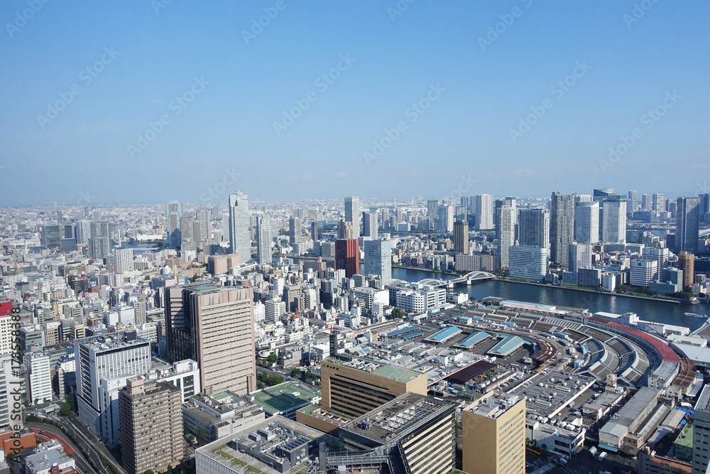 Tokyo's district view, Shiodome, Tsukiji and other towns
