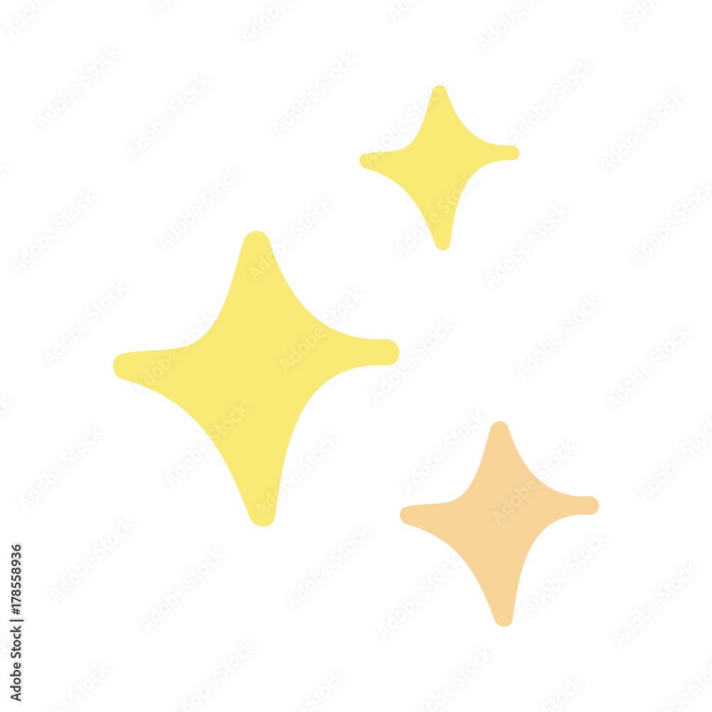 Cute hand drawn doodle sparkles in yellow and light orange. Vector