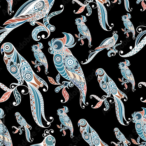 Seamless pattern with lace parrot 4