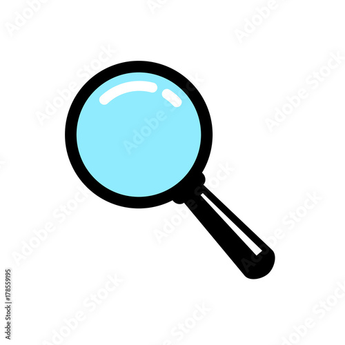 Black magnifier icon on white background