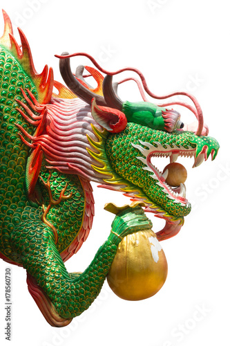 Colorful Chinese dragon statue.