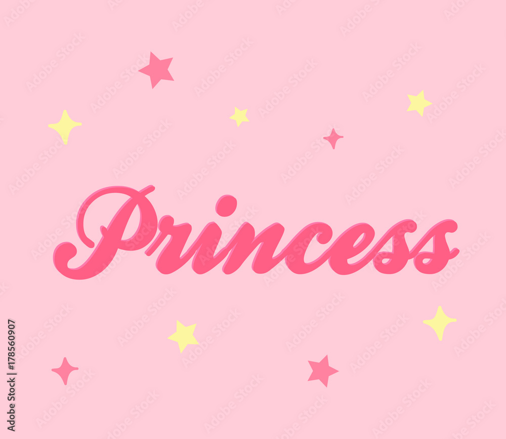 Princess vector graphic, cute pink background with writing and stars. Stock  Vector | Adobe Stock