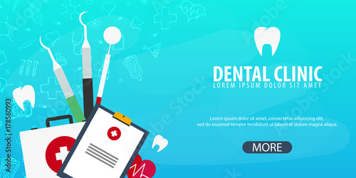 Dental clinic and Dentist. Medical background. Health care. Vector medicine illustration.