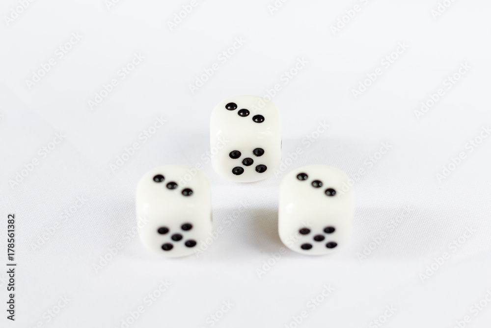 Three dices have triple three point isolated on white background. Three dices have triple three point isolated on white background.