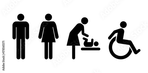 toilet icons, wc symbol signs 