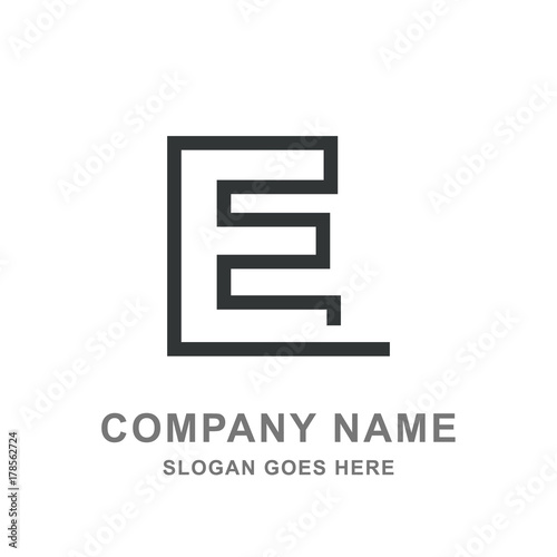 Simple Monoline Black E Letter Logo Vector Icon © Congberong Studio