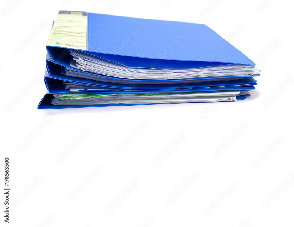 blue files folder. retention of contracts and paper. with isolated white background - copy space blue files folder. retention of contracts and paper. with isolated white background - copy space