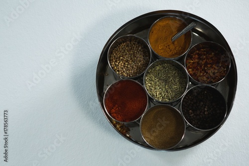 Typical spice box with multiple containers