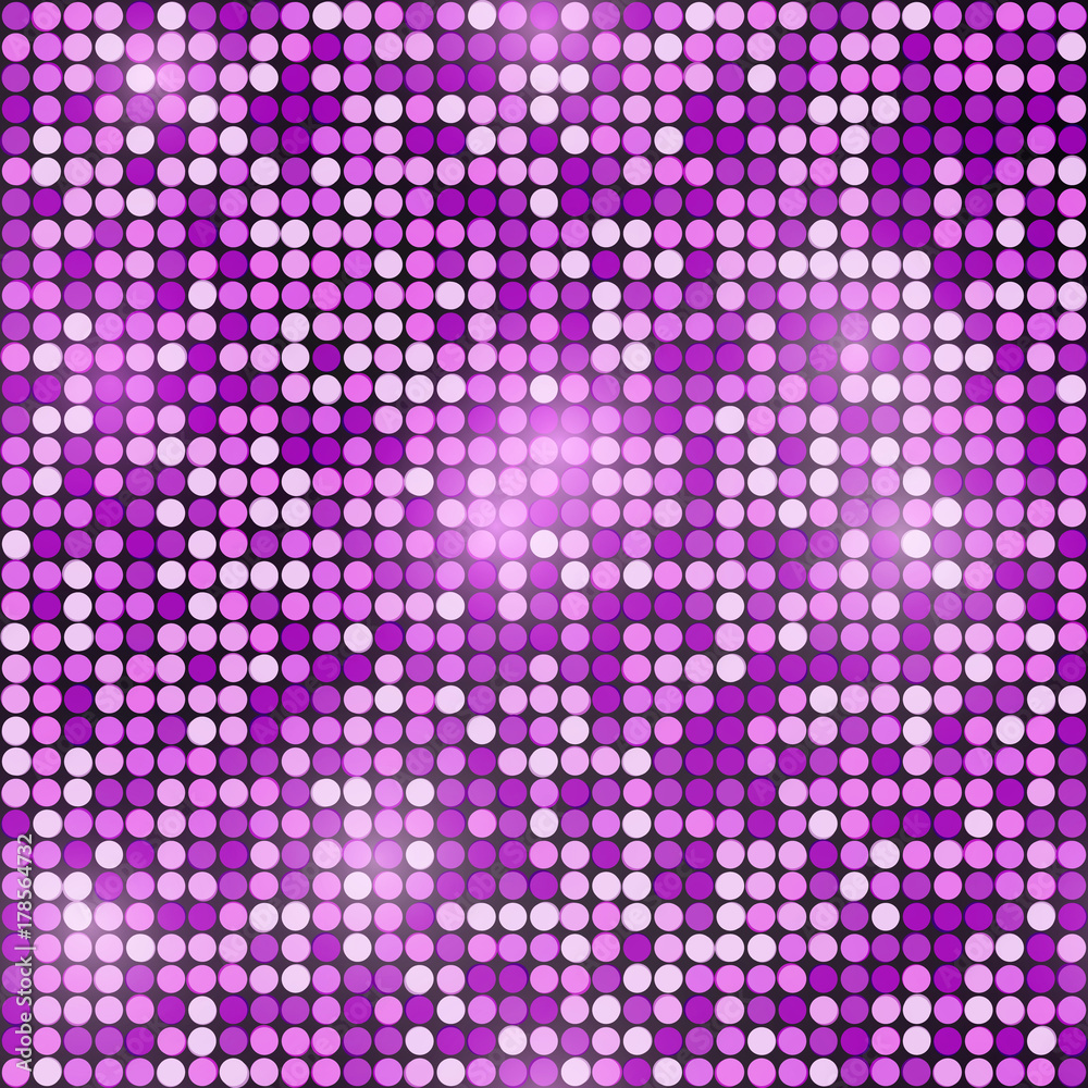 Holiday seamless purple glittering disco  background. Vector design.