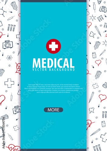 Medical Brochure Design Template. Flyer with inline medicine icons, Modern Infographic Concept for annual report. Vector.