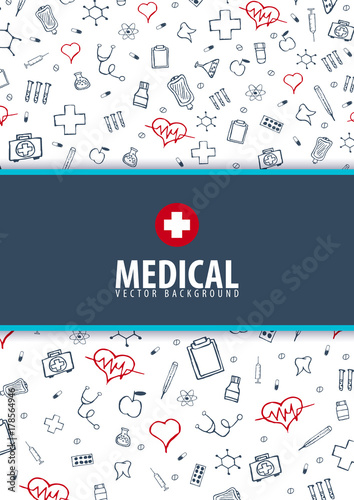 Medical Brochure Design Template. Flyer with inline medicine icons, Modern Infographic Concept for annual report. Vector.