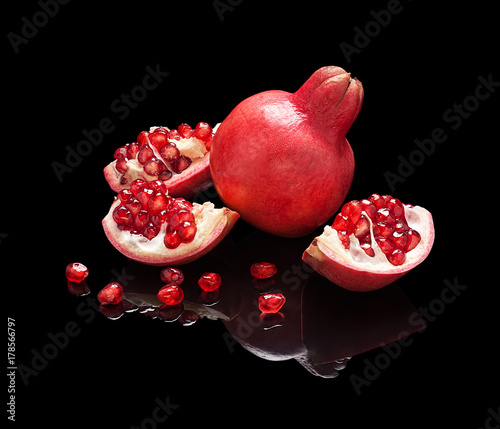 Pomegranate fruit with slices