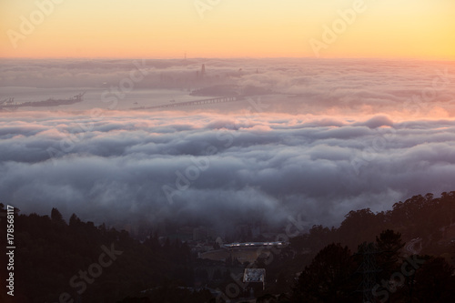Fog Drifts Over San Francisco and Berkeley in California