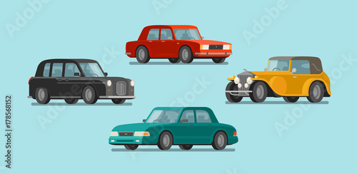 Car, vehicle set icons. Transport, automobile, auto concept. Vector illustration