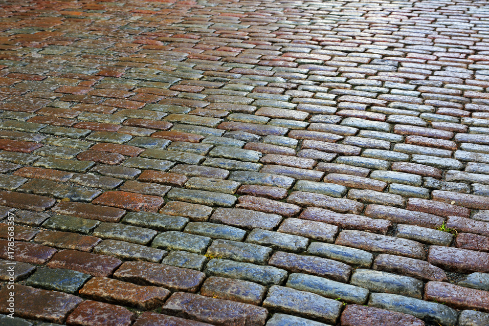 old cobbles on the road