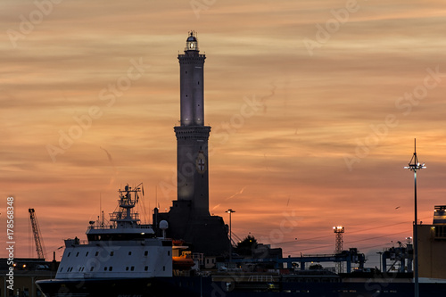 orange sunset on lighthouse