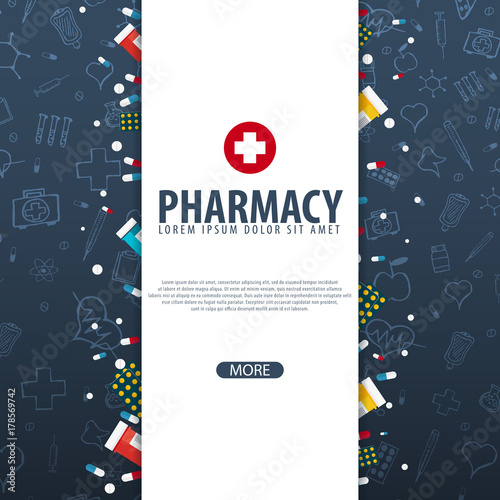 Pharmacy. Medical background. Health care. Vector medicine illustration. photo