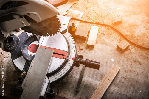 wood and sawing machine construction ideas concept photo