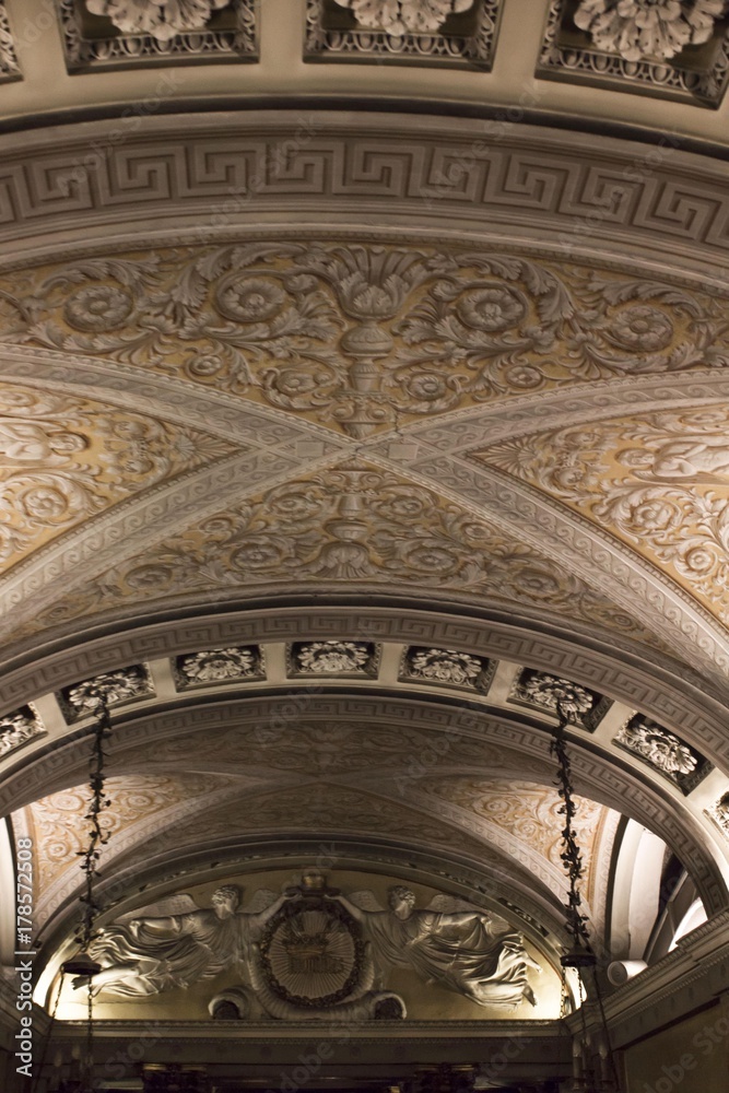 Ceiling detail of the crypt under the Duomo Cathedral in Milan, Italy