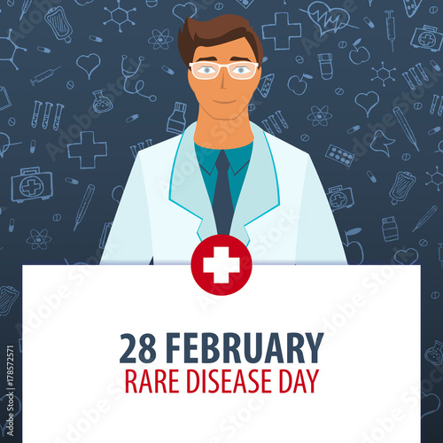 28 February. Rare Disease day. Medical holiday. Vector medicine illustration.