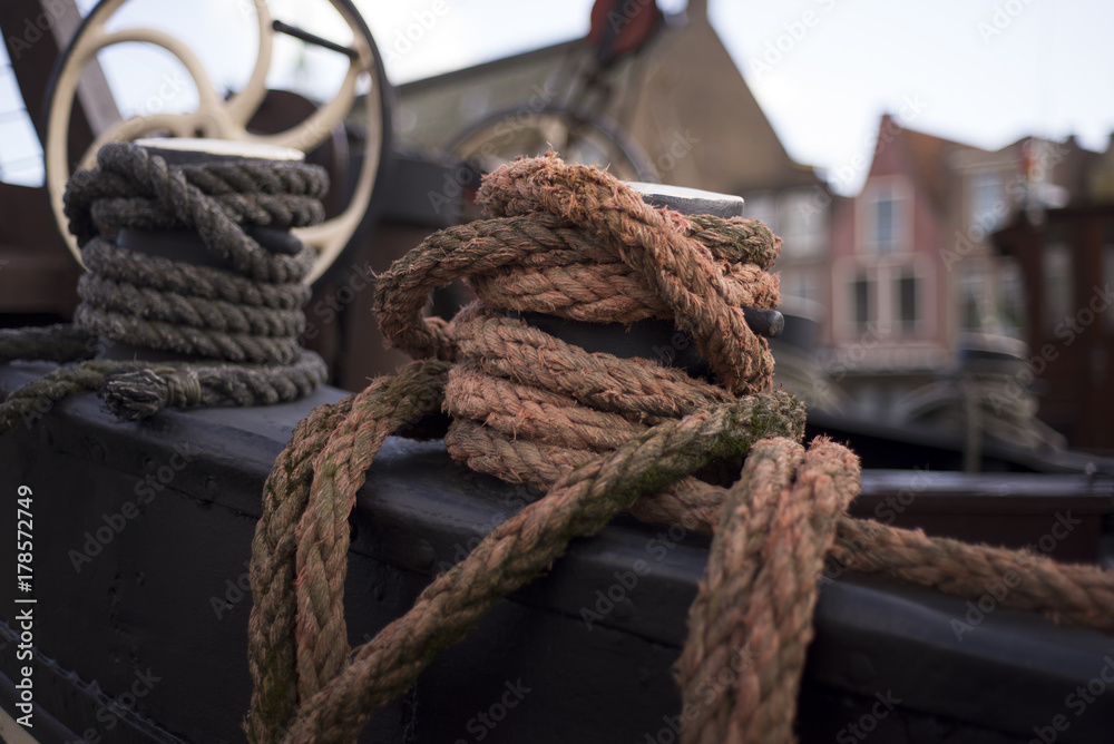 Old Dutch ship in Leiden harbor