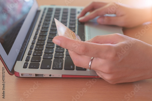 Hand holding a credit card ...