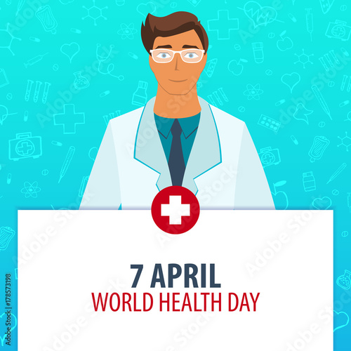 7 April. World Health day. Medical holiday. Vector medicine illustration.