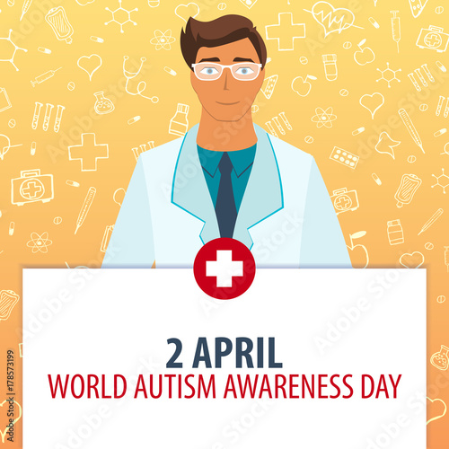 2 April. World Autism Awareness Day. Medical holiday. Vector medicine illustration.