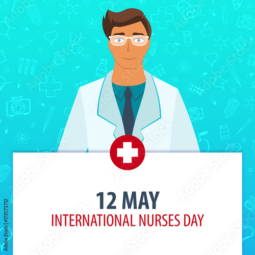 12 May. International Nurses Day. Medical holiday. Vector medicine illustration.