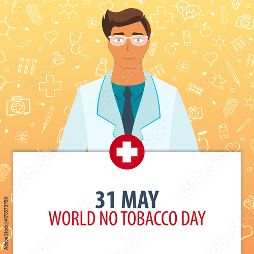 31 May. World Tobacco day. Medical holiday. Vector medicine illustration.