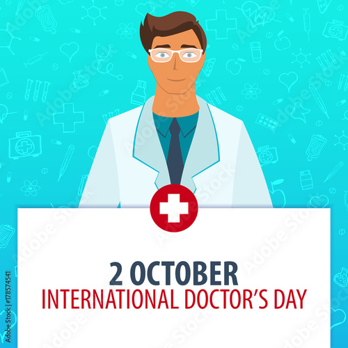 2 October. International Docrors Day. Medical holiday. Vector medicine illustration.