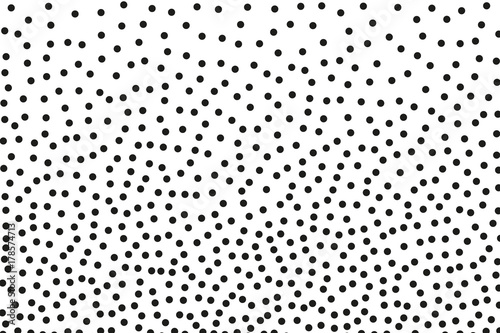 Background with irregular  chaotic dots  points  circle. Abstract monochrome pattern. Memphis style Random halftone. Pointillism