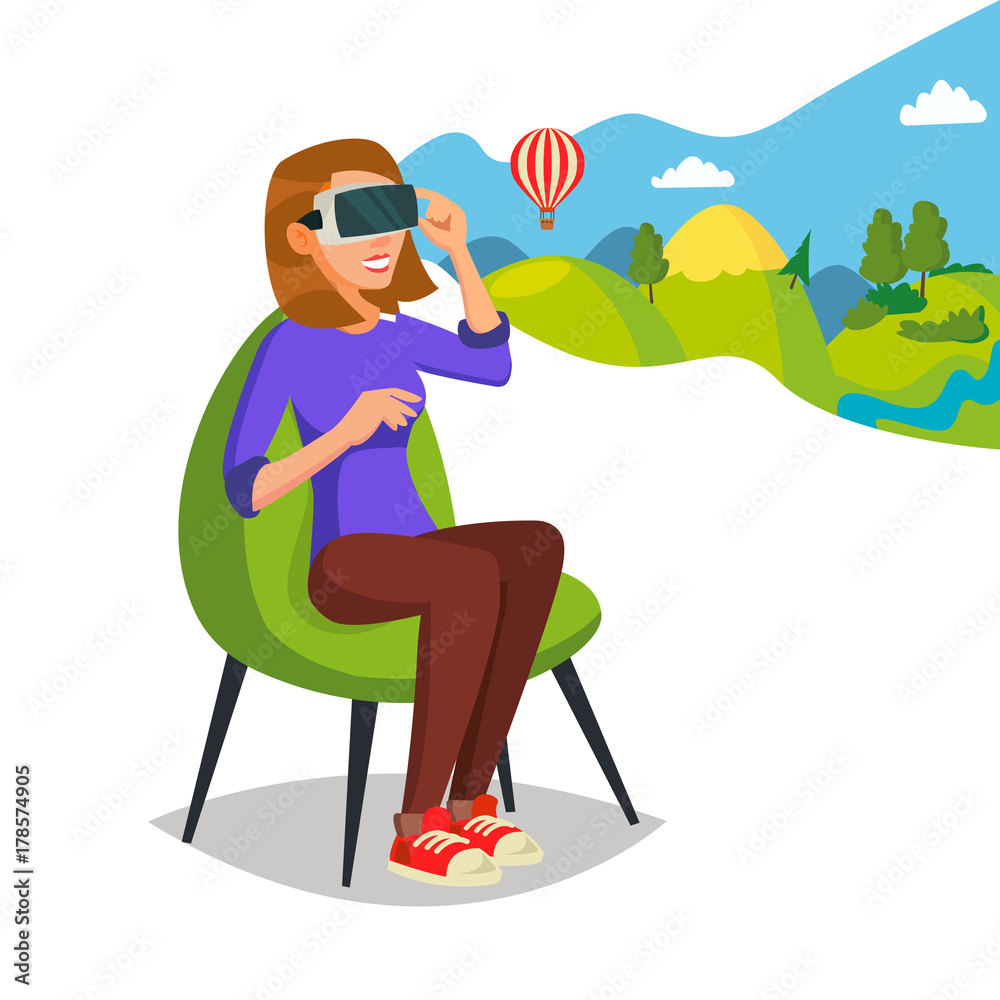 Virtual Reality Helmet, Glasses Vector. Innovation Play Device Glasses. Digital Entertainment Concept. Flat Cartoon Illustration